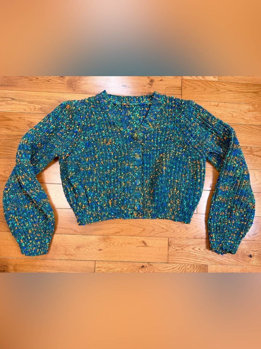 Cider Colorful V-Neck Knit Cropped Cardigan Cottagecore